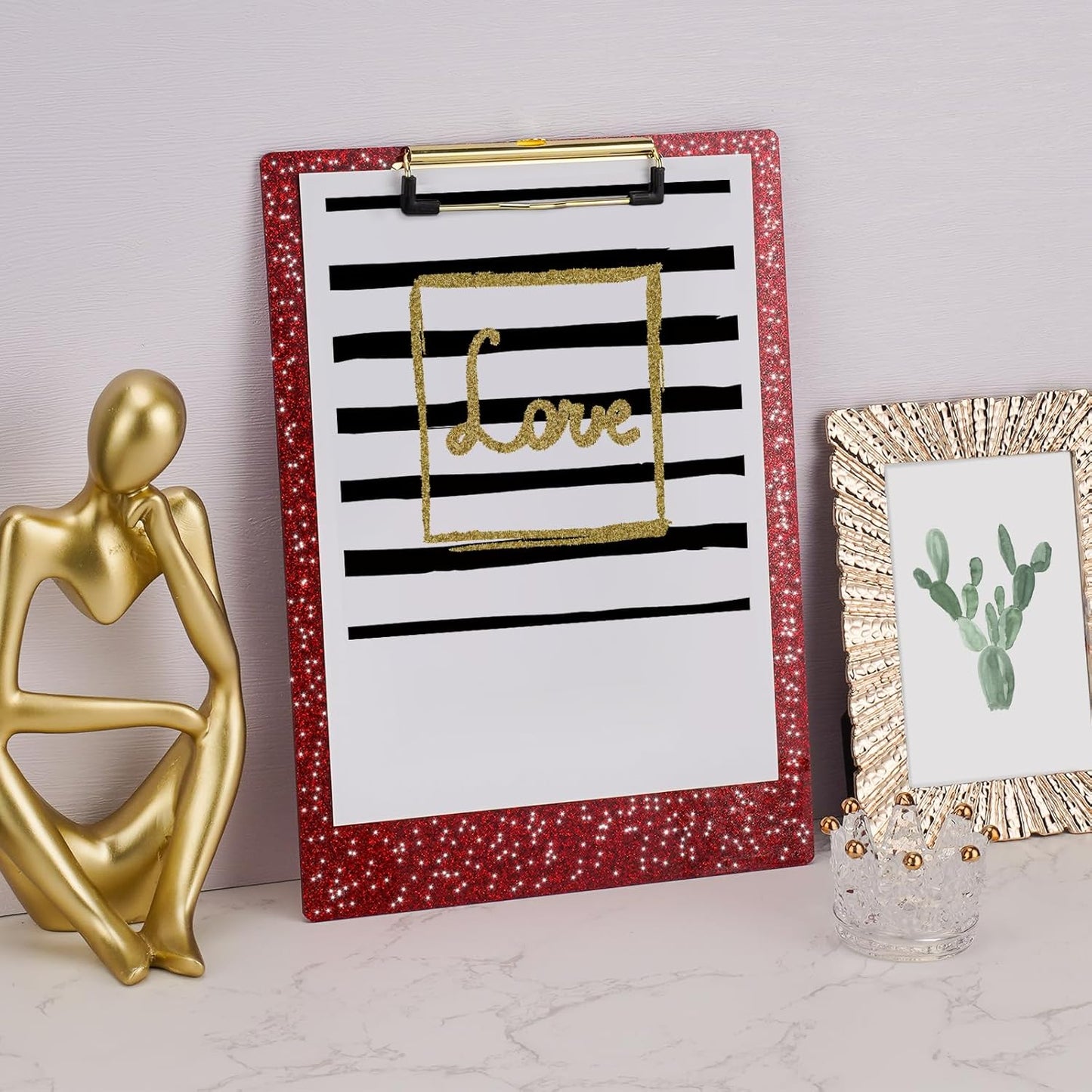 Hongri Plastic Acrylic Glitter Clipboard, 8.5x11" Stardard Letter A4 Size Clipboards for Classroom, Taecher, Women.Cute Confetti Clip Board, Office Supplies, School Supplies.