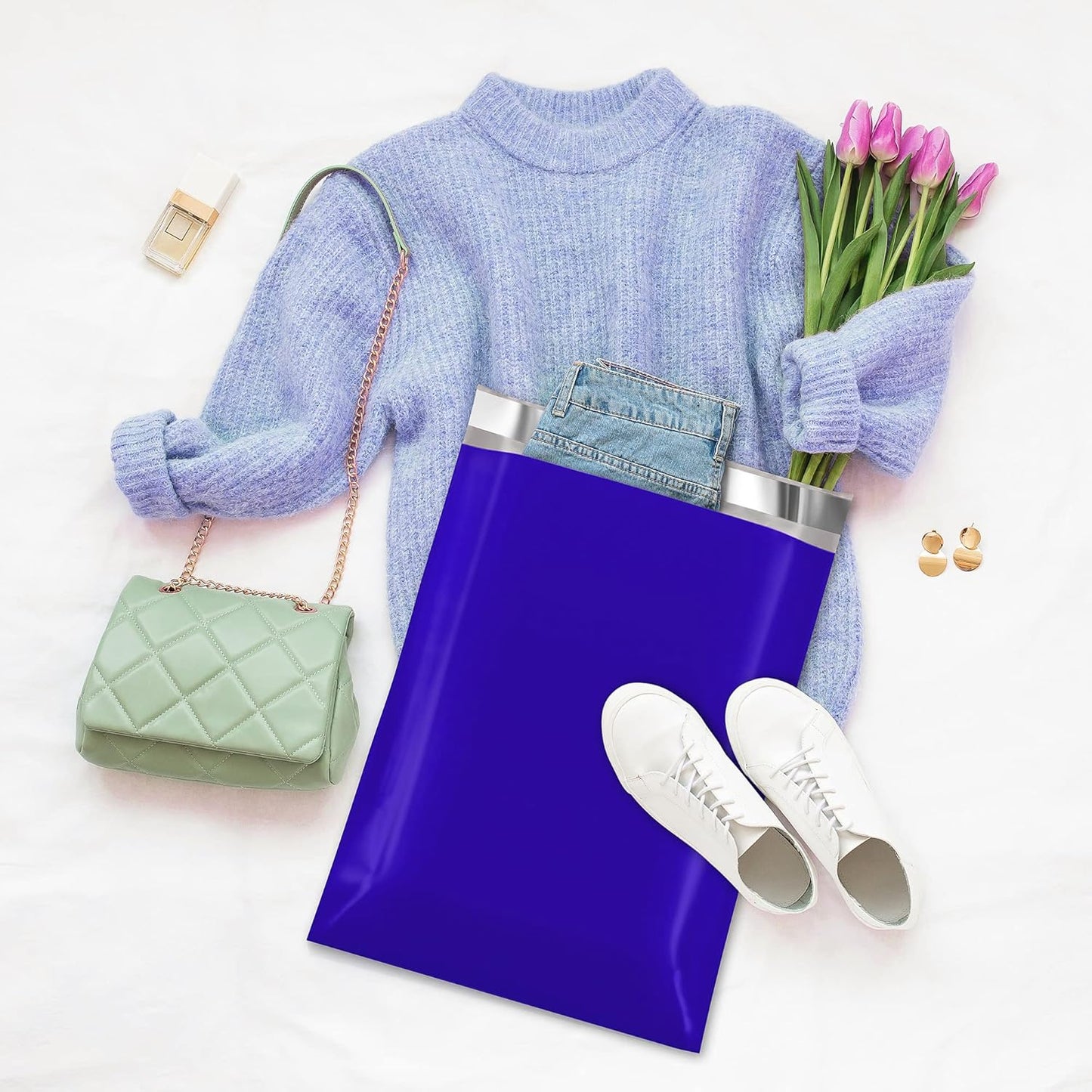 Fuxury Poly Mailers 12x15.5 Inch 500 Pcs, Bulk Shipping Bags for Clothing, Strong Adhesive Shipping Envelopes for Small Business Suppliers,Waterproof Mailers Poly Bags Mailing Envelopes Blue