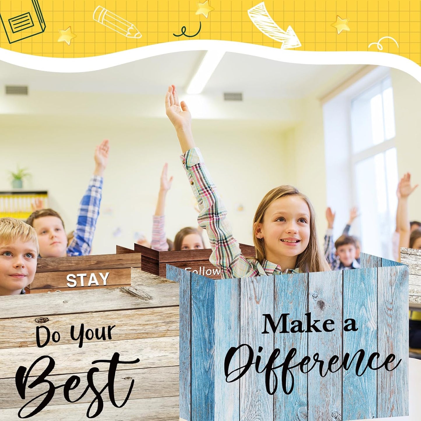 Honoson 24 Pcs Bulk Inspirational Privacy Folders for Students Cardboard Test Privacy Boards Motivational Words Desk Dividers Shield for Classroom School Study Supplies, 6 Styles(Farmhouse)