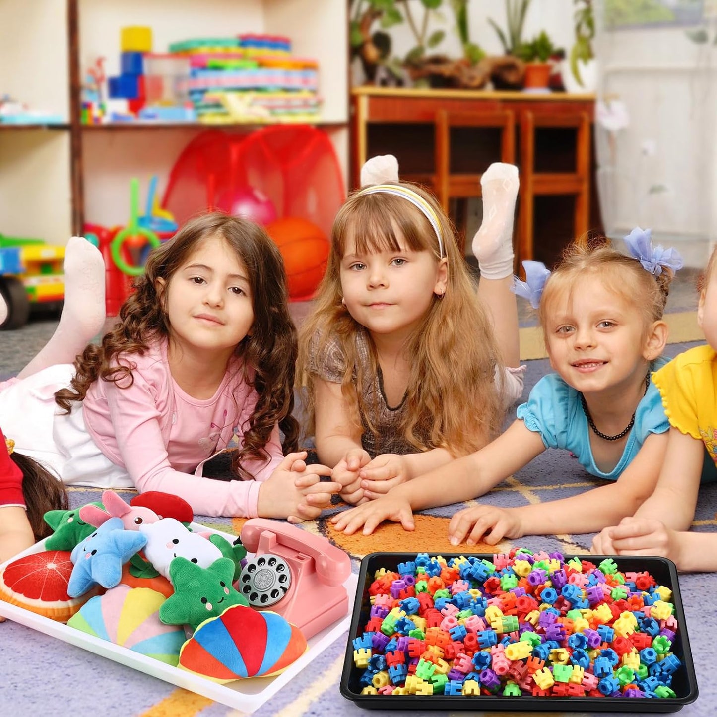 Maitys 15 Pcs Flat Plastic Trays 16.1 x 11.8'' Sensory Storage Tray Paper Stackable Classroom Bins for Office Home Organizer Arts and Crafts Supplies(Mixed Color)