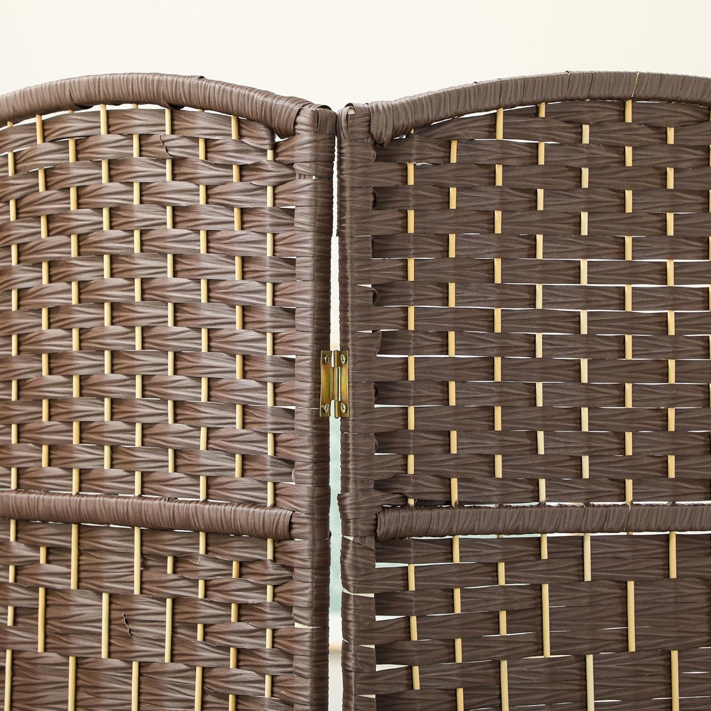 HOMCOM 3 Panel Room Divider, 6' Tall Folding Privacy Screen, Hand-Woven Freestanding Wall Partition for Home Office, Bedroom, Brown