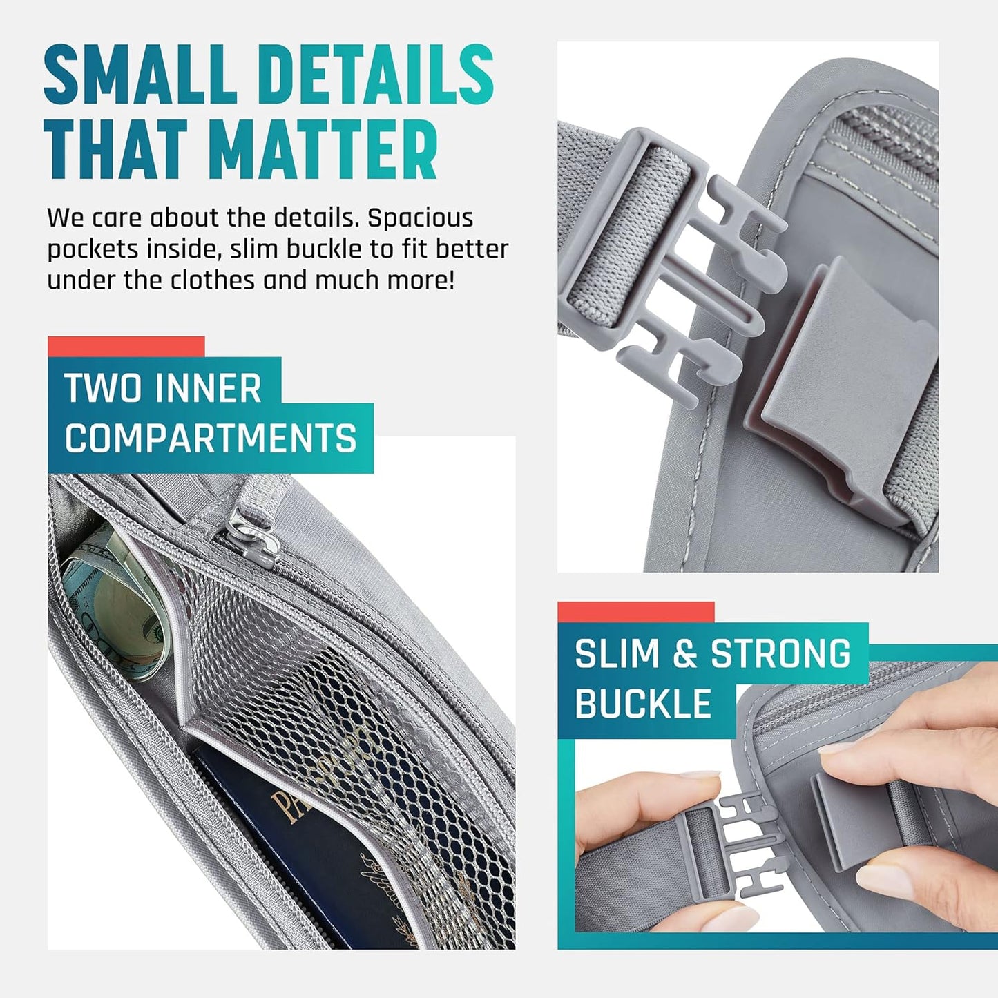 Hidden Money Belt for Travel for Men, Waist Wallet Anti Theft, RFID Passport Holder For Travel Men Or Women, Money Pouch, RFID Passport Holder