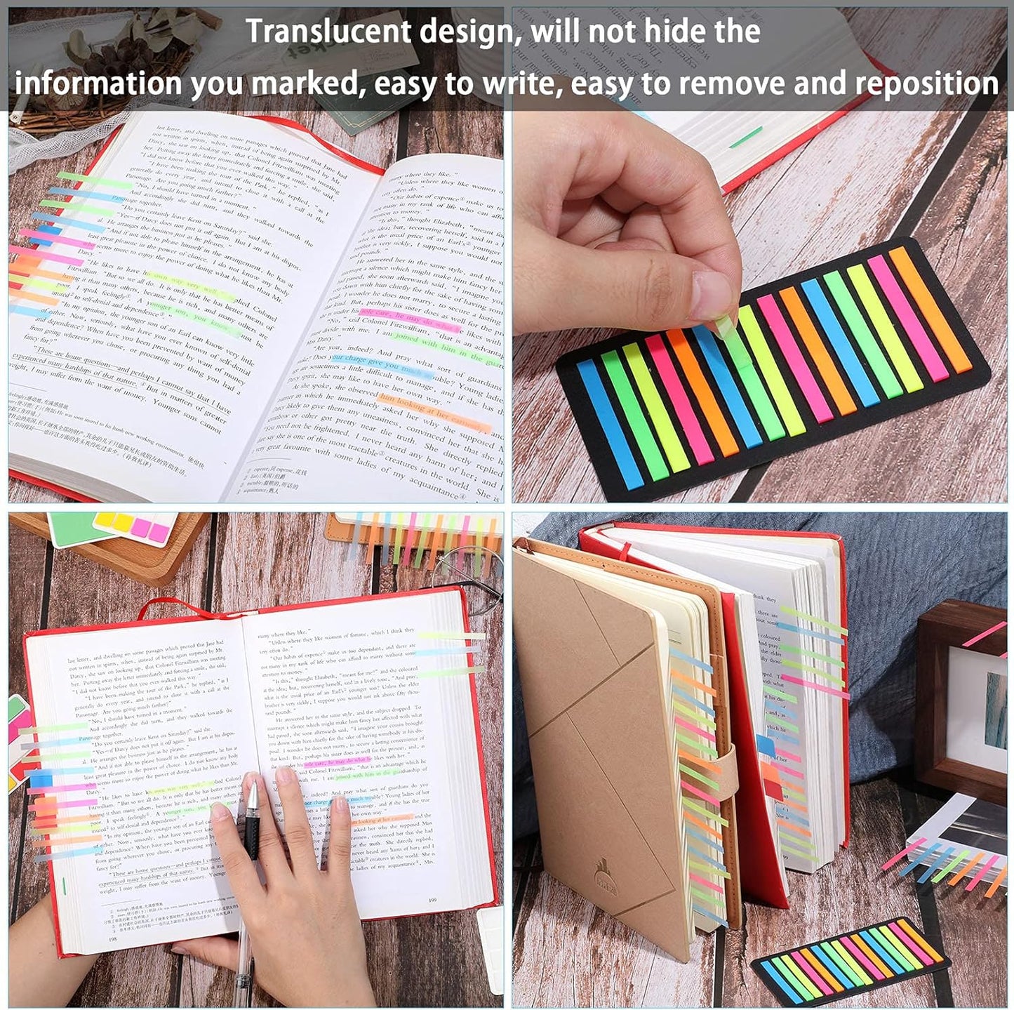 Zonon 4500 Pcs Removable Highlighter Tapes Text Highlighter Strips Transparent Sticky Note Tabs Neon Page Marker Index Tabs for Book Annotating Bible Study Aesthetic Office School Supplies