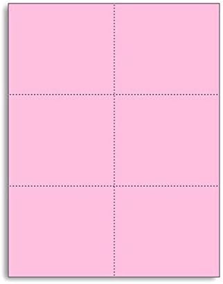 Laser Printer Blank Perforated Cards 6 up per Page (Pink, 6000 Cards)