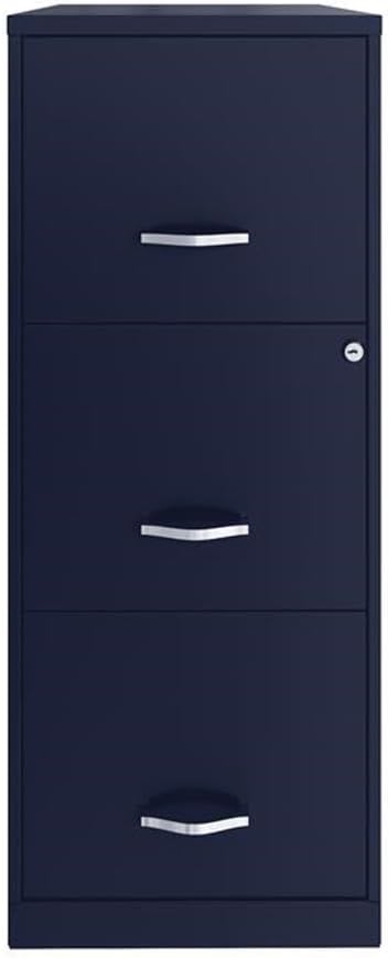 Pemberly Row 3 Drawer Metal Vertical File Cabinet with Lock in Navy