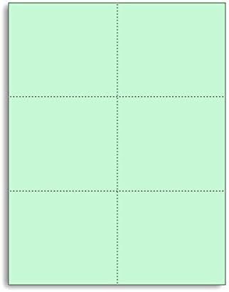 Laser Printer Blank Perforated Cards 6 up per Page (Green, 6000 Cards)