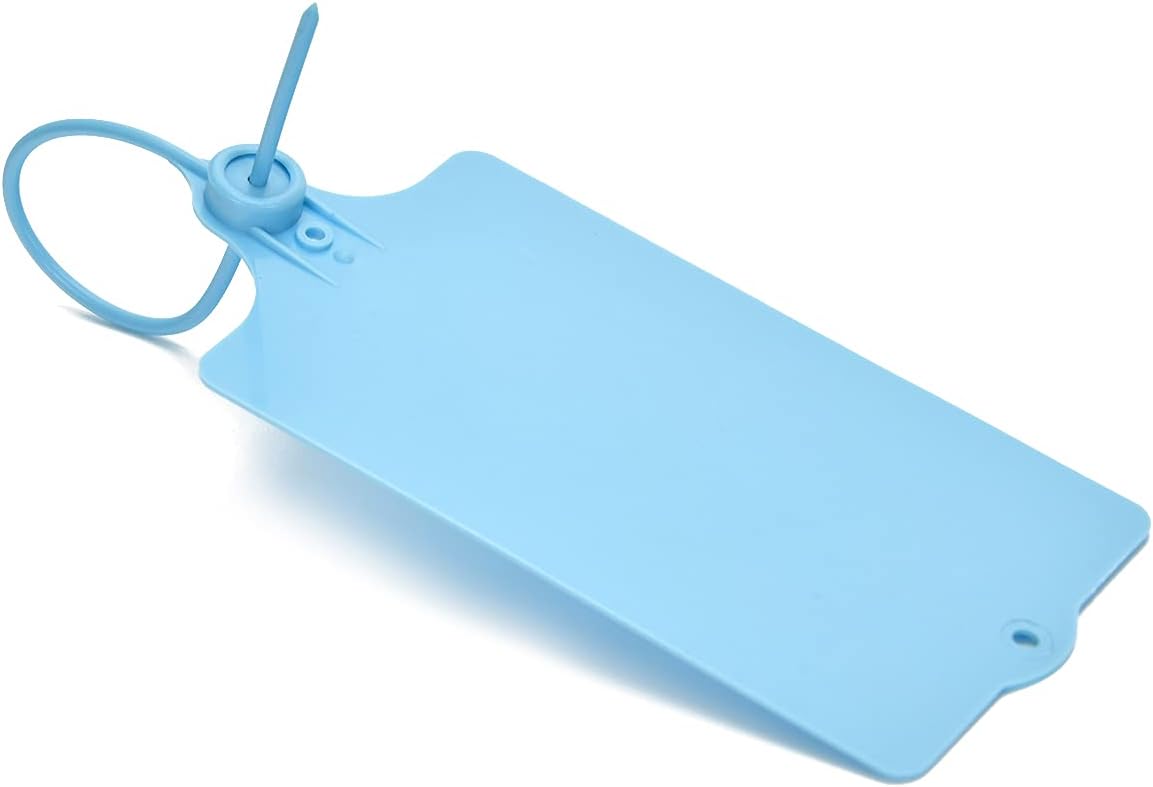 100 Plastic Tags Shipping Tags Water Proof Tags for Labeling Shipping Labels Security Seals Writable Marker Ties Hanging Tags Storage Tag with One Marker Pen (Blue)