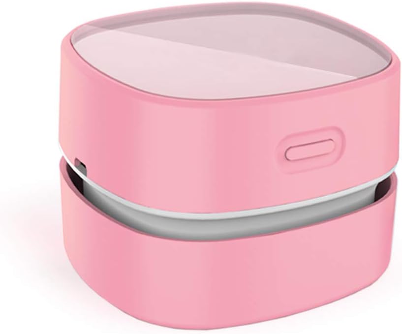 ODISTAR Desktop Vacuum Cleaner,Mini Table dust Sweeper Energy Saving,High Endurance up to 400 mins,Cordless&360º Rotatable Design for Cleaning Hairs,Crumbs,Computer Keyboard (Pink Charging)