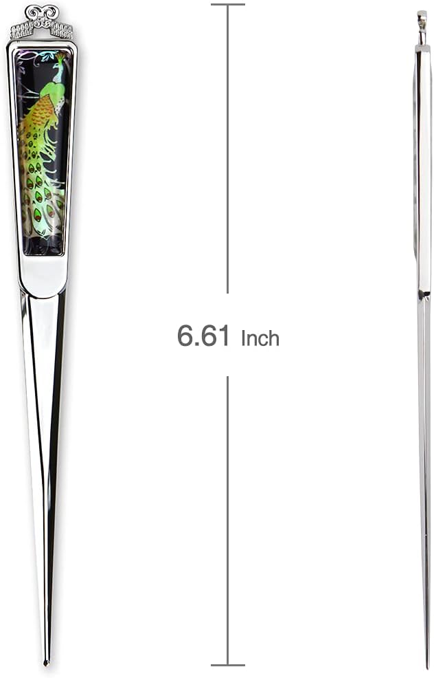 Envelope Opener Cutter Knife – 168mm Decorative Letter Opener for Envelopes, Boxes, Packages – Premium Rustproof Iron Letter Opener for Everybody – Anti-Fingerprint Treatment (Peacock)