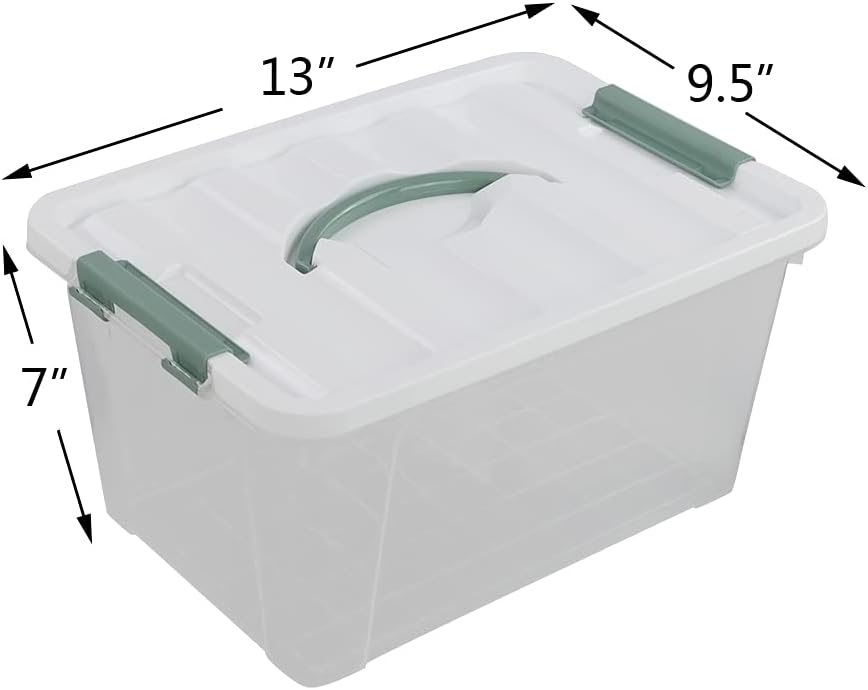 Gloreen 14 Quart Clear Storage Bins with Lid, Multipurpose Plastic Latch Box, 6 Packs