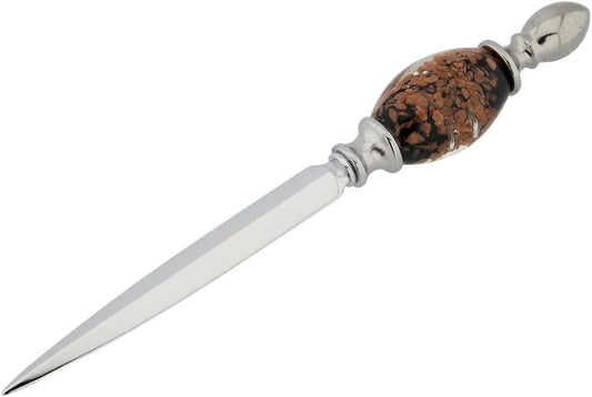Glass Of Venice Murano Glass Letter Opener - Black Sparkles