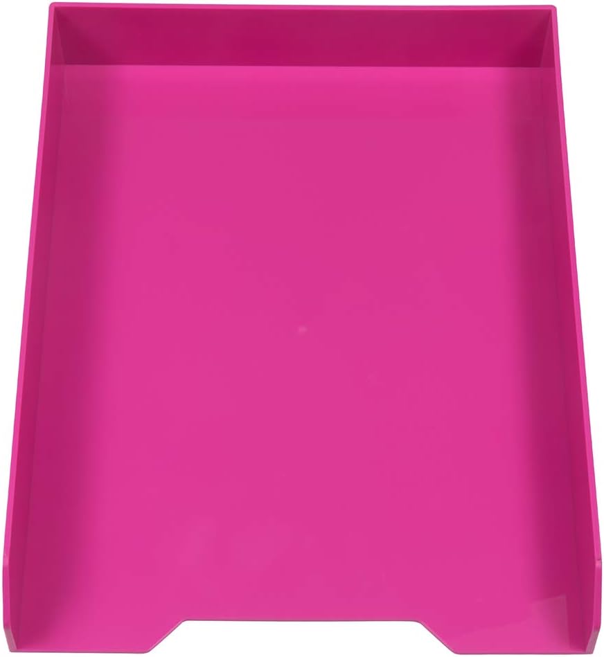 JAM PAPER Stackable Paper Trays - Pink - Desktop Document, Letter, & File Organizer Tray - Sold Individually