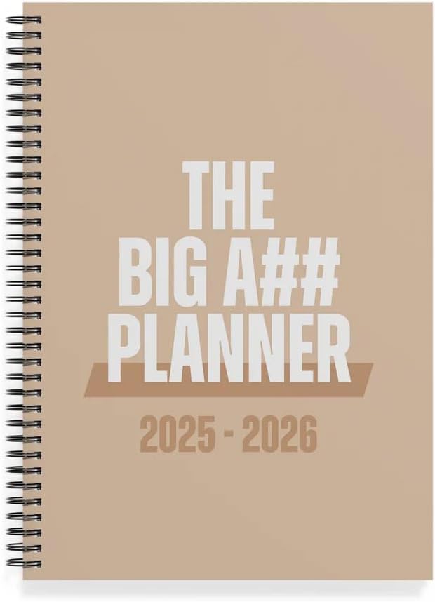 The Big A## Mid-Year Monthly Planner 2025–2026 – Mobile Desktop Calendar – Dry Erase Whiteboard – Fold-Out Design – Marker & Labels Included – 11x14" Expands to 22x14 - Neutral