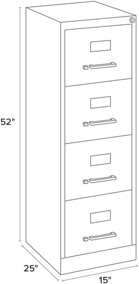 Pemberly Row 4 Drawers 52" Vertical Black Metal Filing Cabinet Lockable Pre-Assembled Stationary Letter Size for Home, Office