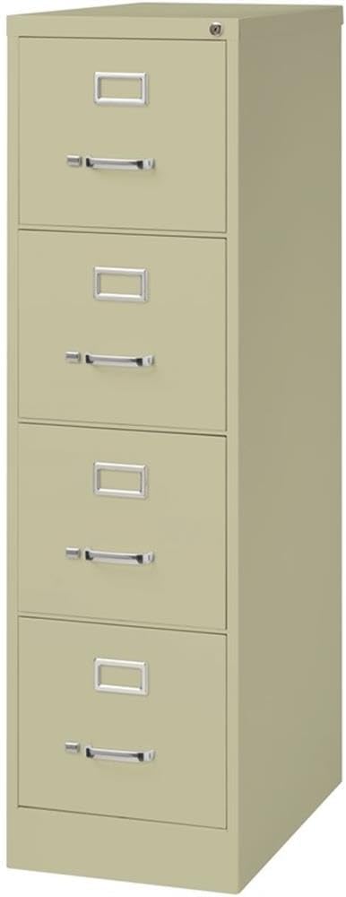 Pemberly Row 4 Drawers 52" Vertical Beige Metal Filing Cabinet Lockable Pre-Assembled Stationary Letter Size for Home, Office