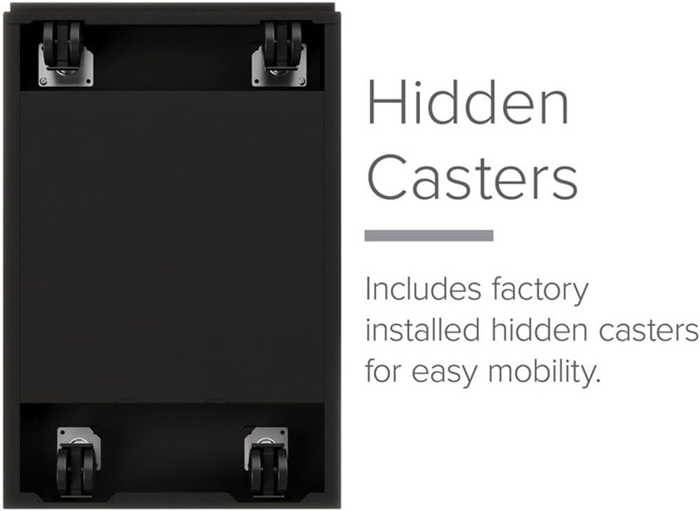 Pemberly Row 3 Drawers 27.75" Vertical Black Metal Filing Cabinet Lockable Pre-Assembled Stationary Letter Size for Home, Office