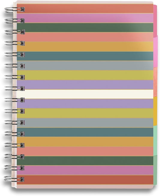 Inspired by Erin Condren A5 Undated Planner, Spiral Bound Daily & Weekly Planner with Monthly Tabs, Portable Organizer for Productivity, Goal Setting, Includes Sticker Sheets, Colorful Stripes Design