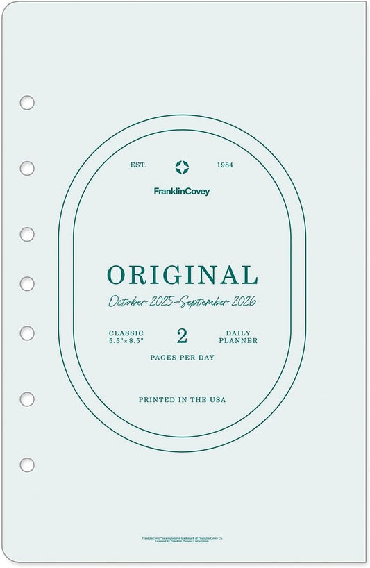 FranklinCovey - Original Two Page Per Day Ring-Bound Planner (Classic, Oct 2025 - Sep 2026)