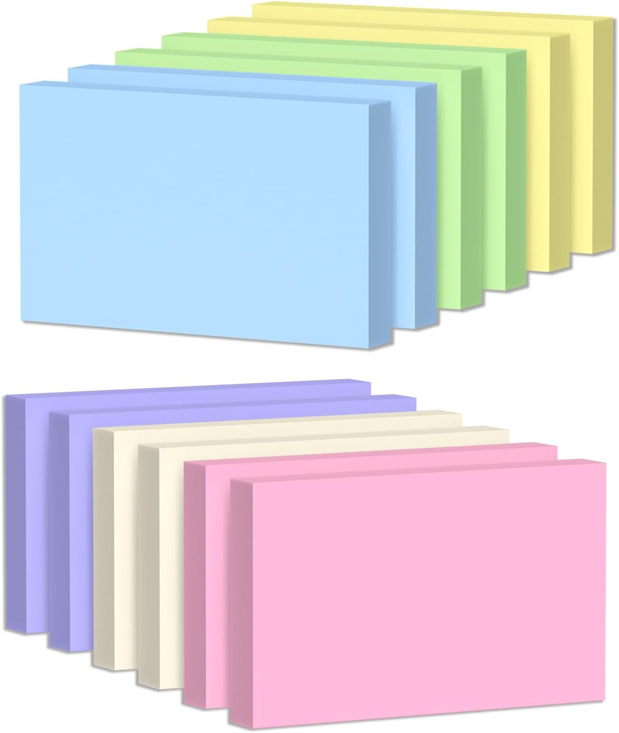 Colored Blank Index Cards 3x5, 600 Pcs 3x5 Index Cards, Double-Sided Blank Flash Cards, Heavy Bright Note Cards 3 x 5, 6 Colors Flashcards for Studying, Colored Notecards for Office, School, and Home