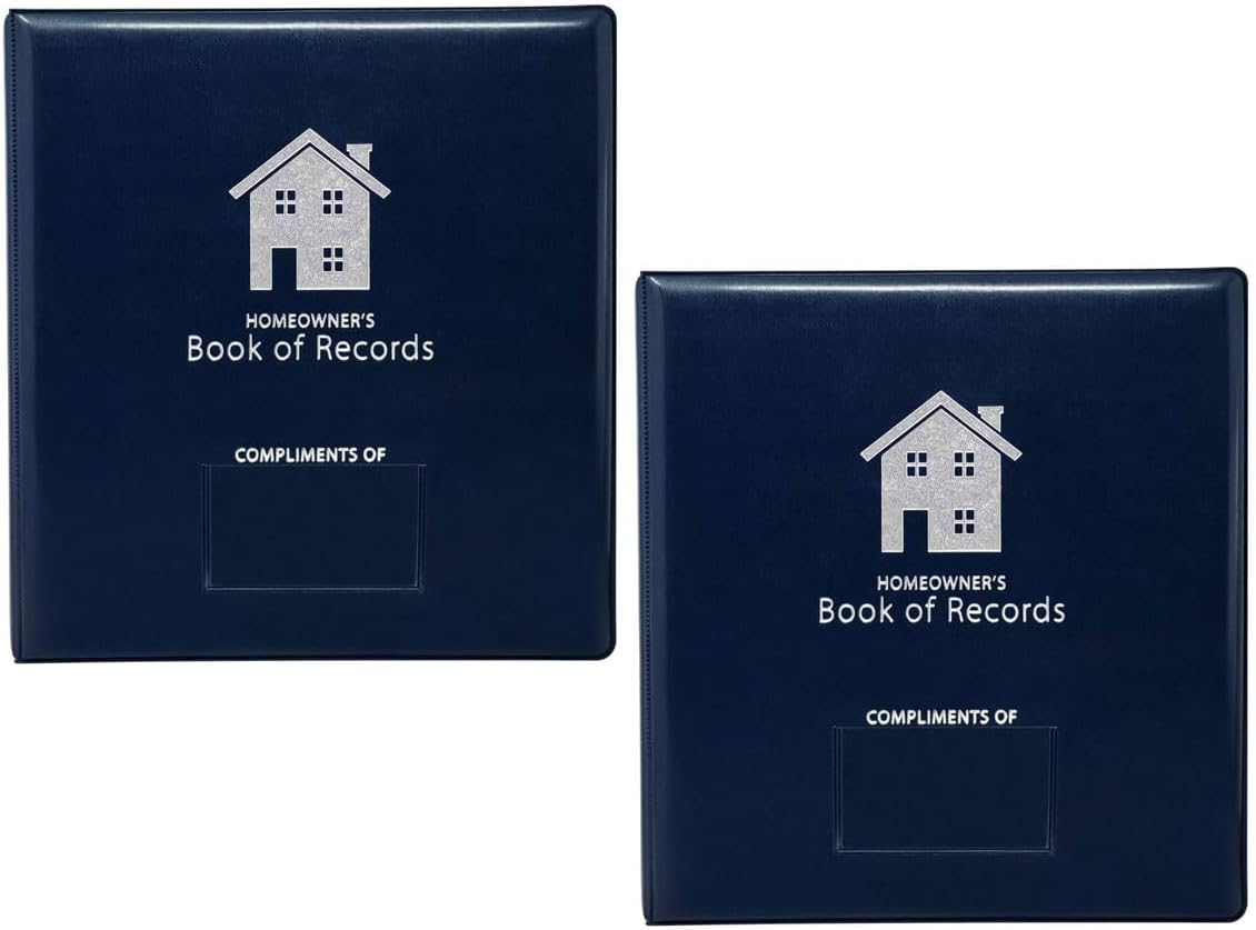 Homeowner's Book of Records Binder, Organize Household Receipts and Home Repair Record Keeping (Navy - 2 Pack)
