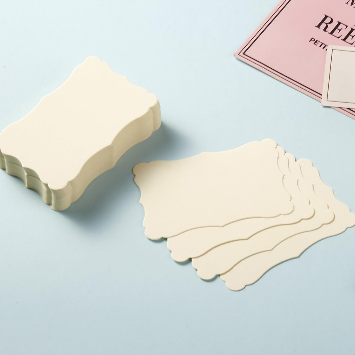 120 Pieces Small Mini Business Cards Vintage Assorted Colors Blank Note Cards Gift Word Card for Business Cards, Gift Cards (Cream, 3.66x 2.36 inches)