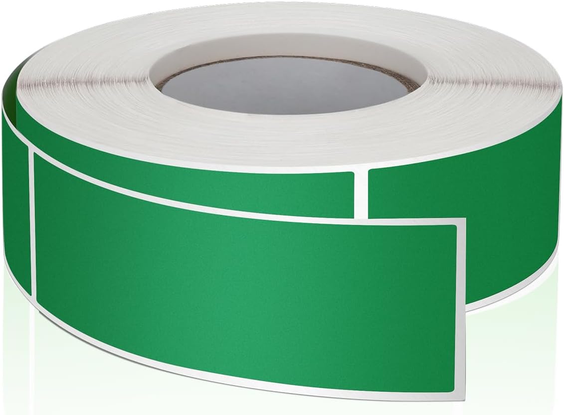 Green Rectangle Stickers 3 x 1 Inch Color Coding Labels Vinyl Roll Self-Adhesive Waterproof Removable 500 PCS