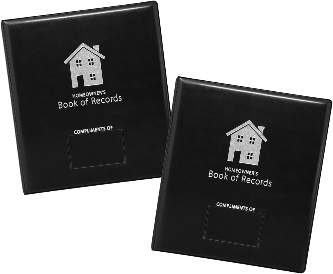 Homeowner's Book of Records Binder, Organize Household Receipts and Home Repair Record Keeping (Black - 2 Pack)