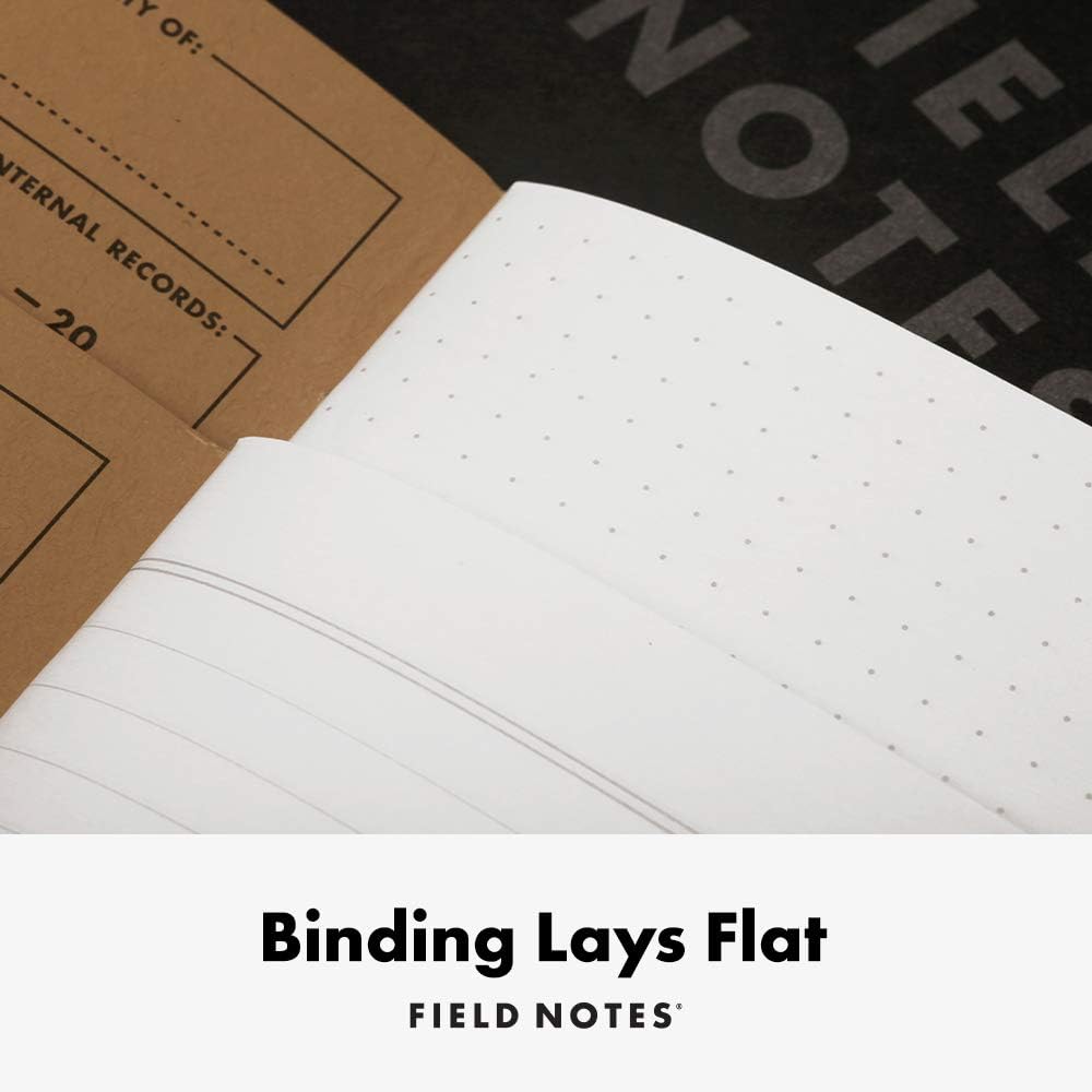 Field Notes 2-Pack Pitch Black Notebooks (4.75" X 7.5"), Dot-graph, 64 Pages | Thin Pocket Sized EDC Notebook With 90 GSM Paper & Paperback Cover | Work Notebooks For Note Taking | Made in the USA