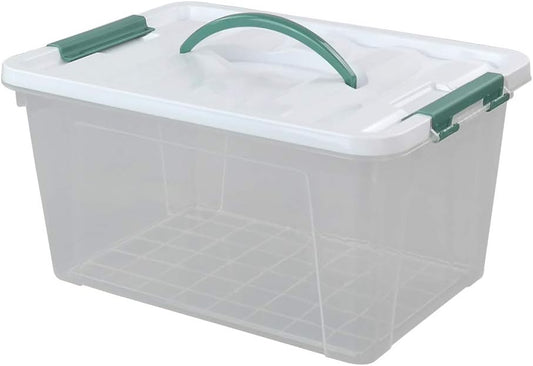Gloreen 14 Quart Clear Storage Bins with Lid and Handle, Multipurpose Stackable Plastic Storage Latches Box/Containers