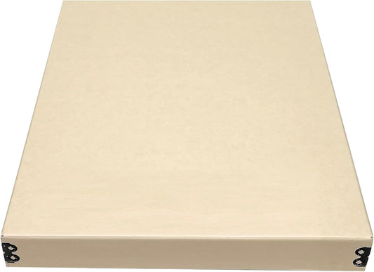 Golden State Art, Archival Storage Box, Acid-Free Drop Front Museum Box with Metal Edge for Storing Artwork Photos Documents Prints Arts And Crafts (Tan-11.75x14.75x1.5 Inches)