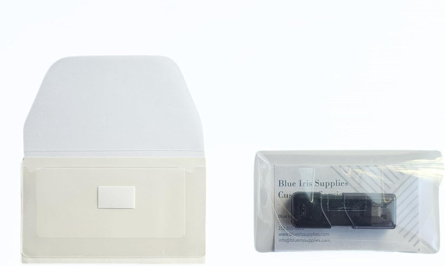Business Card Pocket - Flash Drive Pocket - Self Adhesive - Open Long - Resealable Flap - BIS10130 (10-Pack), Clear