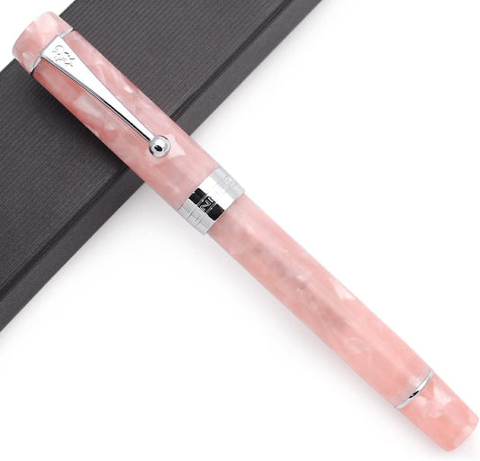 JINHAO 100 Fountain Pen with Ink Converter (Medium Nib 0.7mm, Sakura Pink with Silver Clip)
