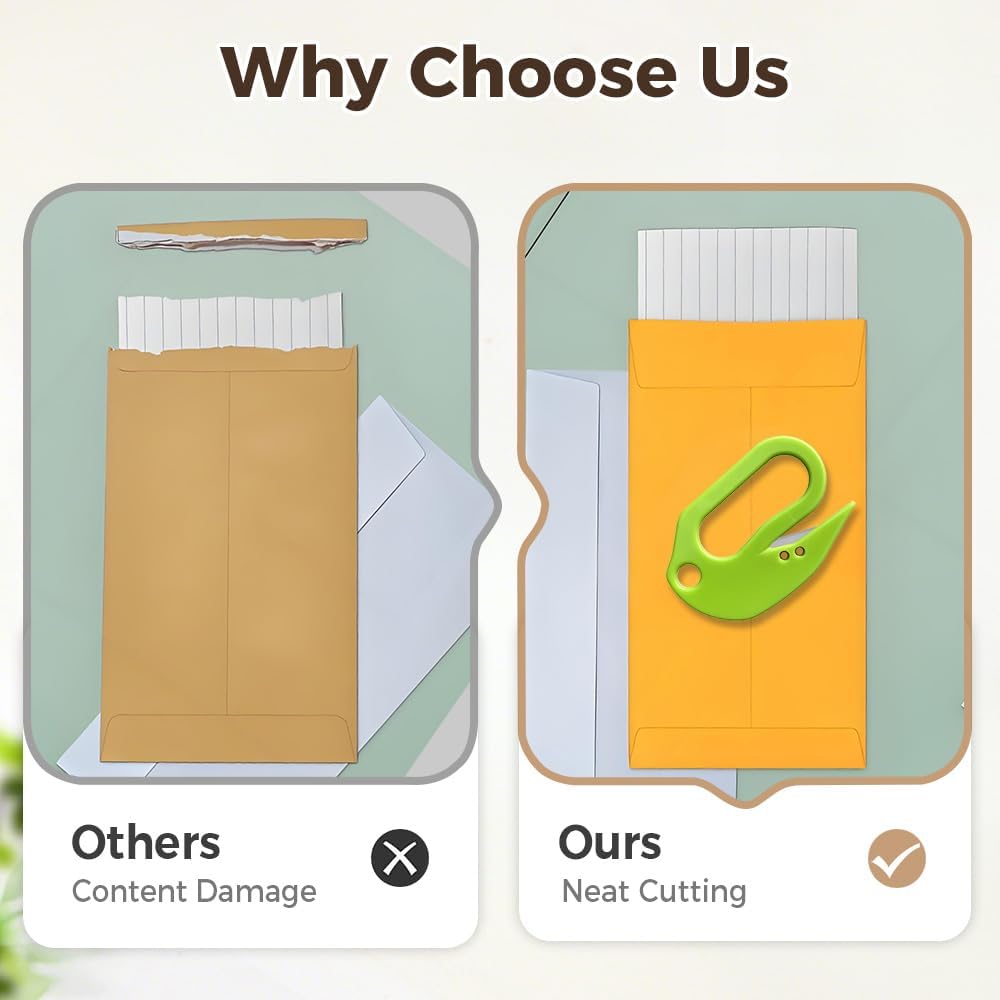 Letter Opener Envelope Slitter, 2025 New Envelope Opener without Damage, Letters Openers for Home, Office, Postal, Women, Men, Office Worker, Graduate, Students (Green)