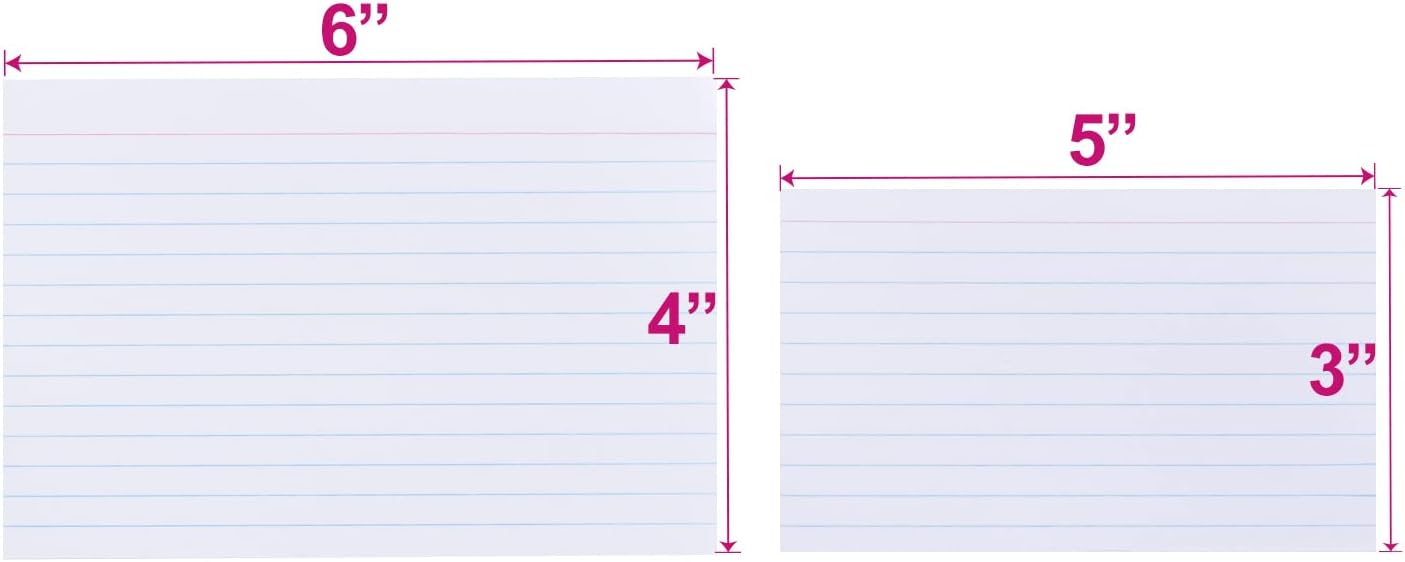 KAISA 4x6 Index Cards Flashcards 4"x6" Note Cards Ruled Index Card Lined Notecards, White 60 Sheet 4 Packs, KSU-07983