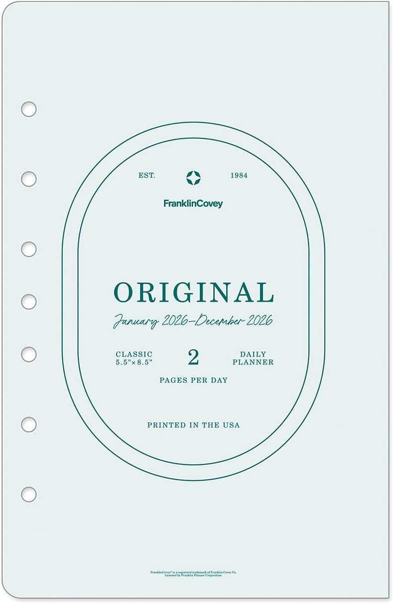 FranklinCovey - Original Two Page Per Day Ring-Bound Planner (Jan 2026 - Dec 2026, Classic)