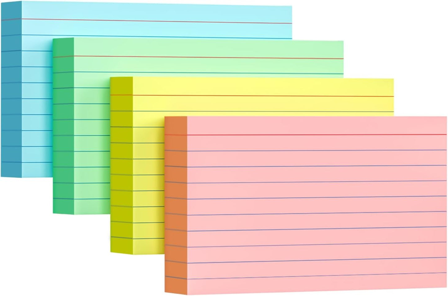 Colored Index Cards 4x6, 160 Pack, Flash Cards for Studying, 66LB Heavy Note Cards for Office, Home and School，Four Colors, Each Color Individually Wrapped, 40 Pack Per Package