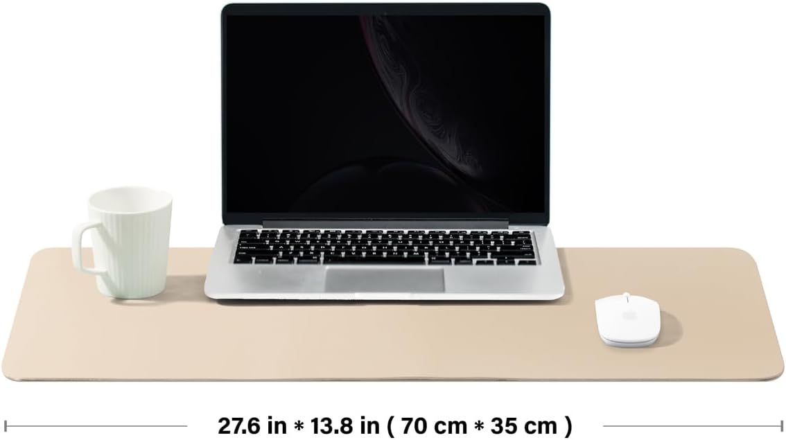 Leather Desk Mat - Non-Slip PU Desk Pad for Office and Home - Desk Organization and Accessories - Ideal for Large Mouse Pad and Desk Mats on Top of Desks (Apricot,27.6"x 13.8")