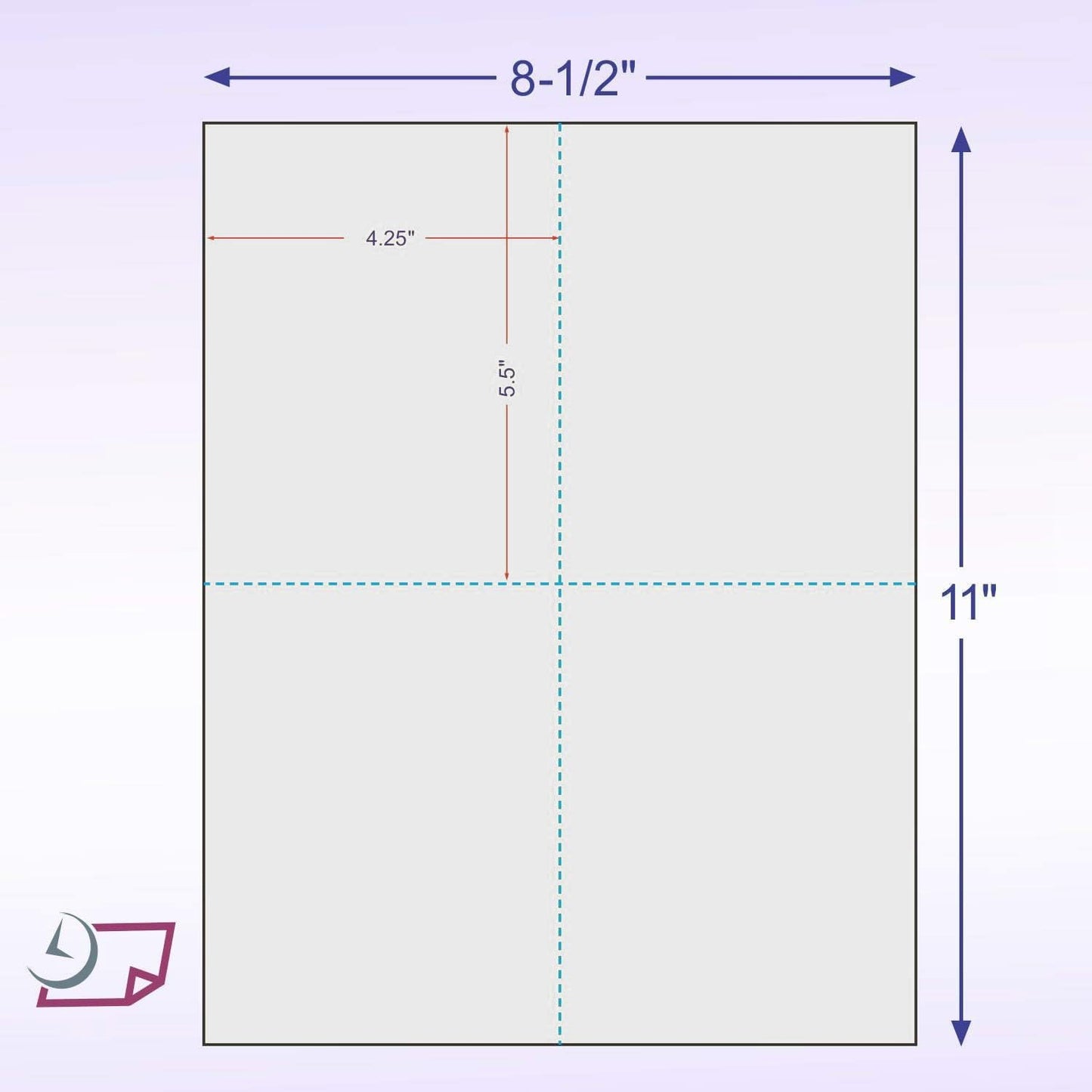 8-1/2" x 11" Laser/Inkjet Postcards 4 Per Page, (4-1/4" x 5-1/2" Each Card | Gray, 4000 Cards)