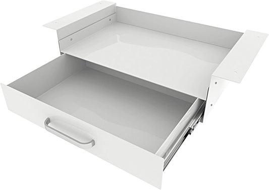 GOME White Under Desk Drawer Storage with Laptop/Book/Folders Shelf, Double Layer Easy Slide-Out Undermount Drawer Organizer with Ball Sliding Track for Home Office Sit-Stand Workstation
