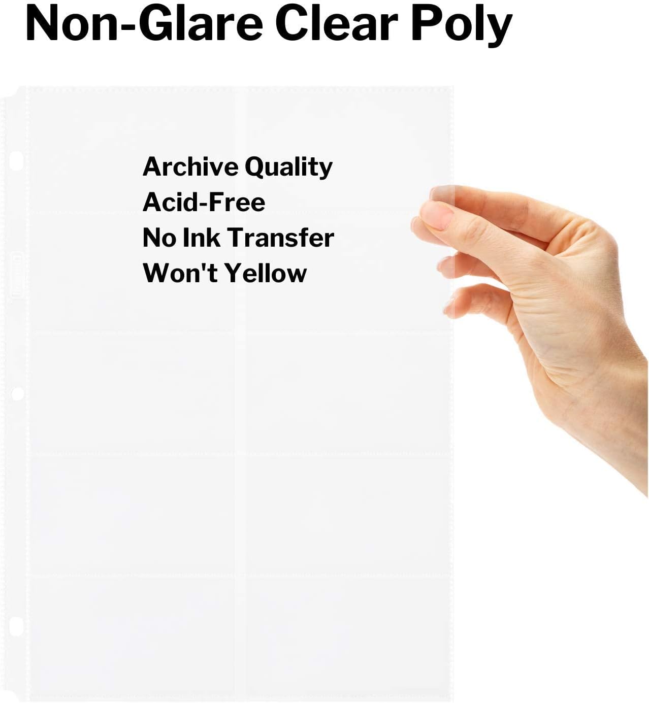 Dunwell Business Card Holder Sleeves (25 Pack for 500 Cards), Heavyweight Plastic Sheet Protect, Each Sleeve Holds 20 2x3.5 Namecards, 3-Hole Punched, Fits 3-Ring Binders