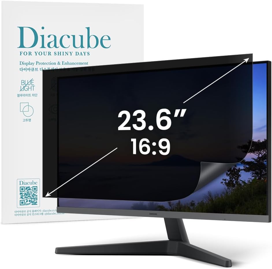 23.6 Inch Computer Privacy Screen Filter for 16:9 Aspect Ratio Widescreen Desktop PC LED Monitors – Compatible with Curved Monitors - Eye Protection | Anti-UV | Anti-Glare, Anti Spy Screen Protector Film