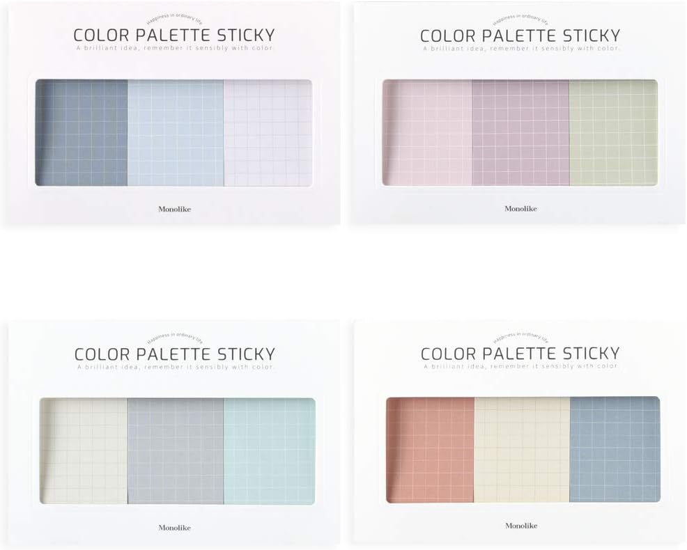 Monolike Color Palette Sticky Grid 300 D Set 4p - Self-Adhesive Memo Pad 30 Sheets