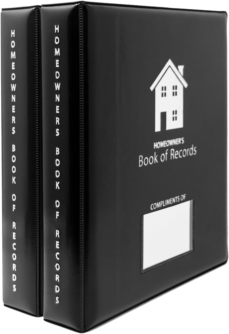Homeowner's Book of Records Binder, Organize Household Receipts and Home Repair Record Keeping (Black - 2 Pack)