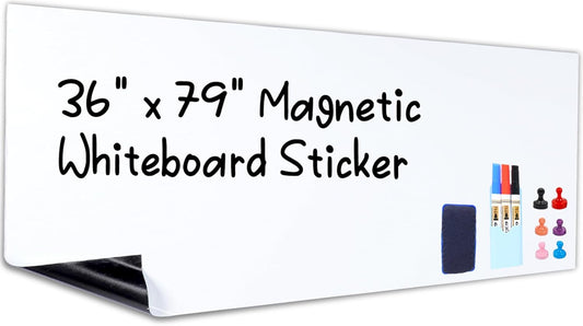 HAMIGAR Magnetic Whiteboard Contact Paper 36" x 79" Dry Erase White Board Sticker for Wall Stick on White Board Peel and Stick Wallpaper Adhesive Poster with Marker, Magnetic Eraser and Magnets