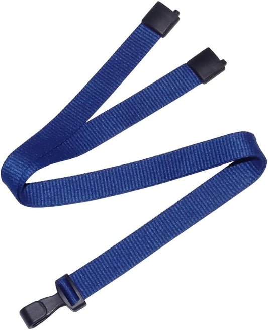100 Pack Bulk Polyester Breakaway Lanyards with Plastic No Twist Clip & Safety Breakaway Clasp-Great for Radiology-School Hospital-MRI Safe-Neck Strap I.D. Badge Holders 36”(Blue)
