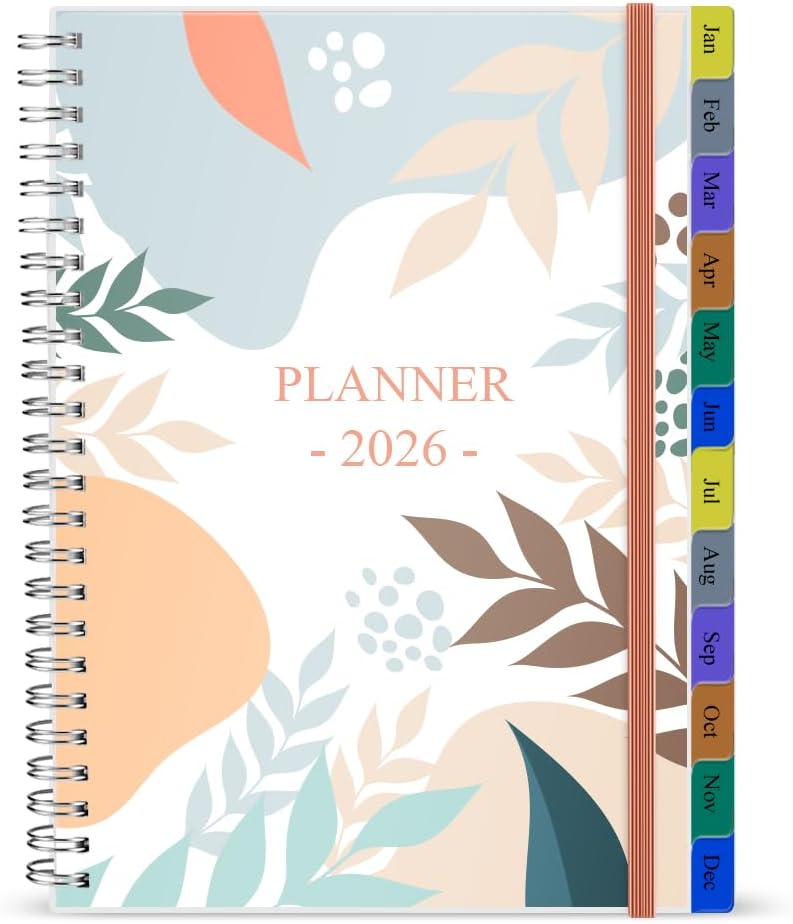 2026 Planner - Weekly & Monthly Planner Runs January 2026 to December 2026, 6.25" x 8.25", 12 Monthly Tabs, 14 Notes Pages, Inner Pocket, Flexible Cover with Twin-Wire Binding, Planners 2026