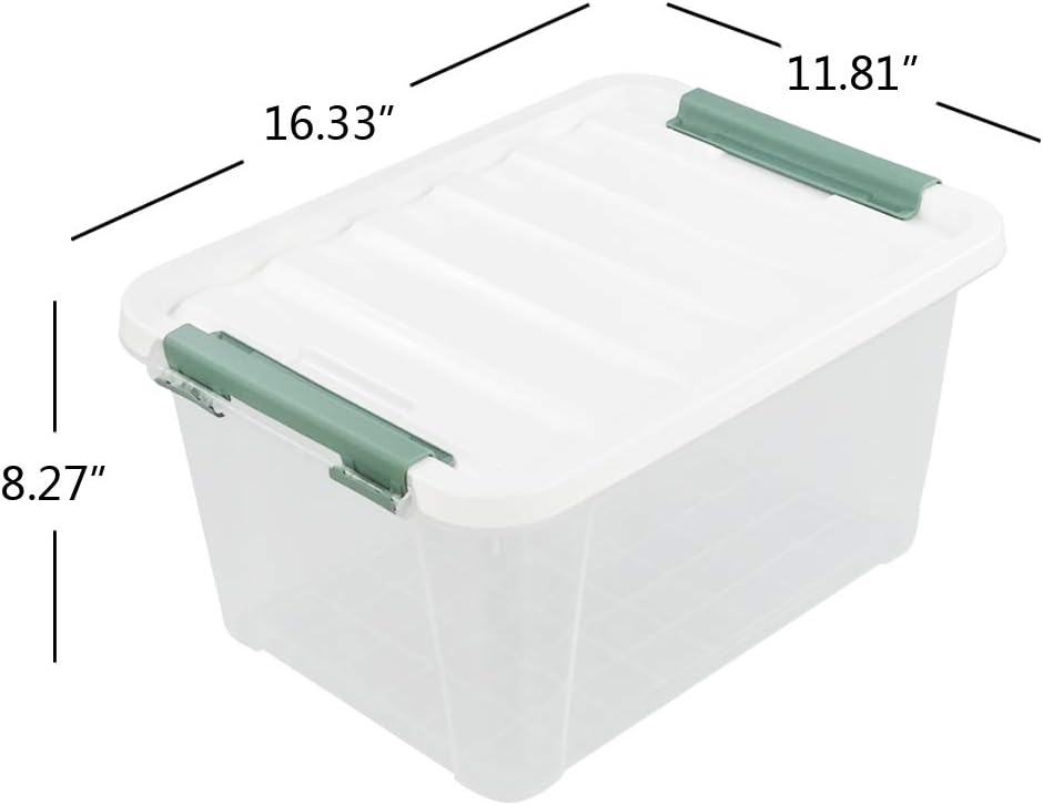 Gloreen 20 Quart Clear Storage Bins with Lid and Handle, Multipurpose Stackable Plastic Storage Latches Box/Containers,set of 4