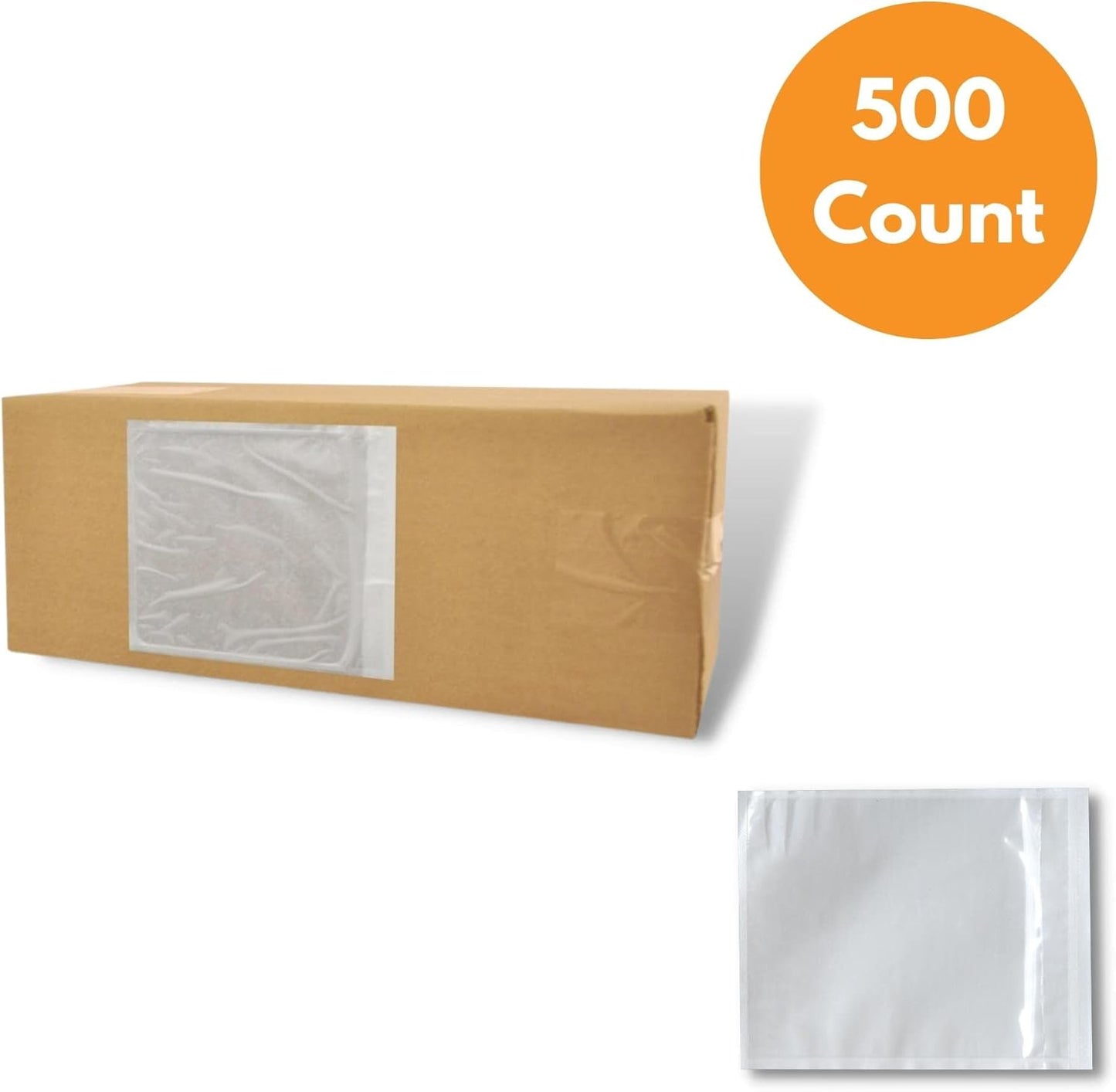 (500) 10" x 12" Clear Packing List Envelope Back Load Plain Face