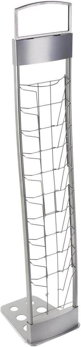 Portable Silver Floor Literature Rack Features 10 Pockets for Freestanding Displays and Carrying Case