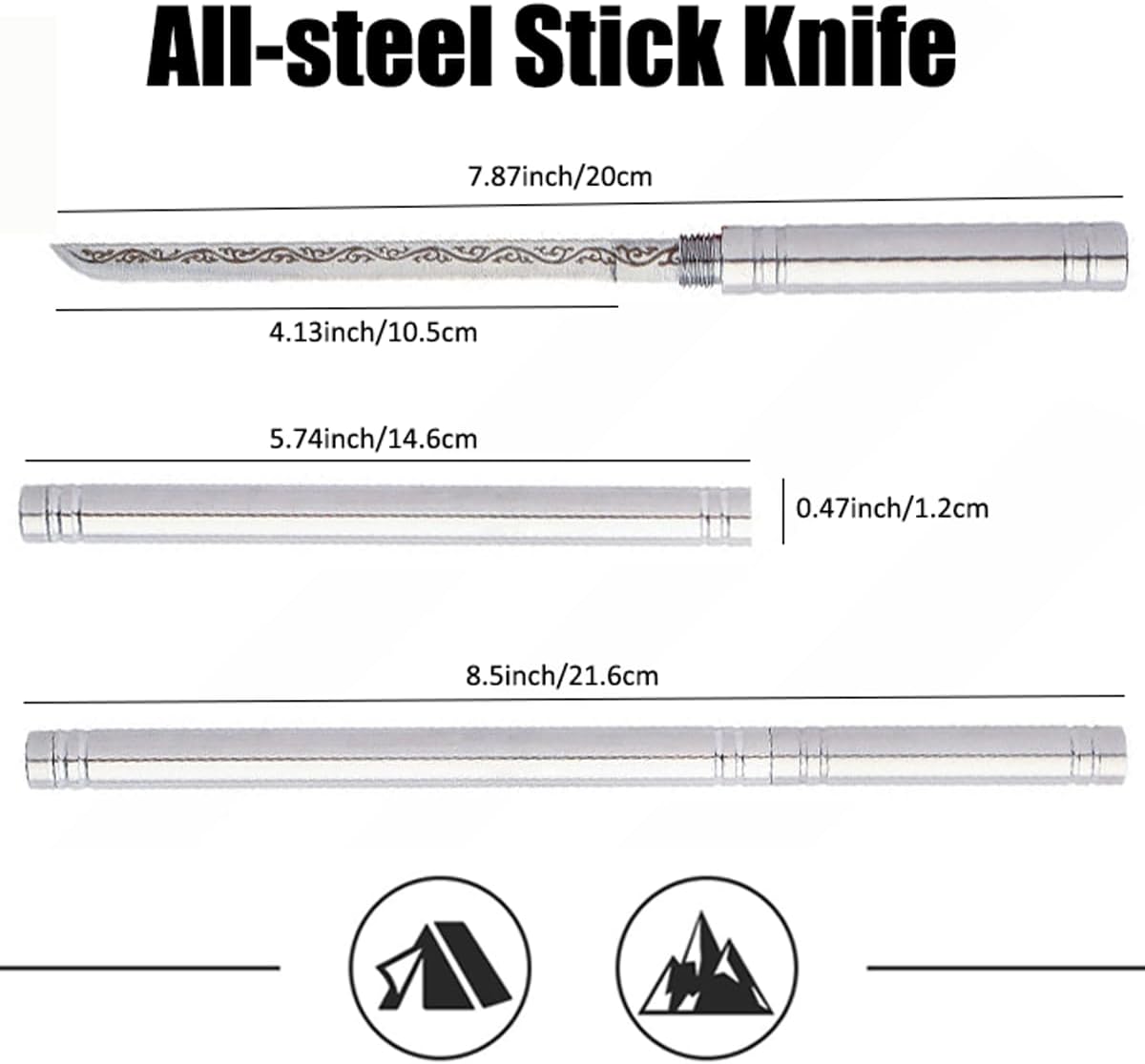 4.13" All-steel Fancy Letter Opener Envelope Slitter, Office Desktop Mail Opener, Stainless Steel Letter Envelope Knife for Home, Office (Stick Shaped, Sliver)